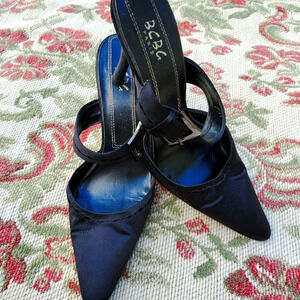 BCBG Slip on satin heels